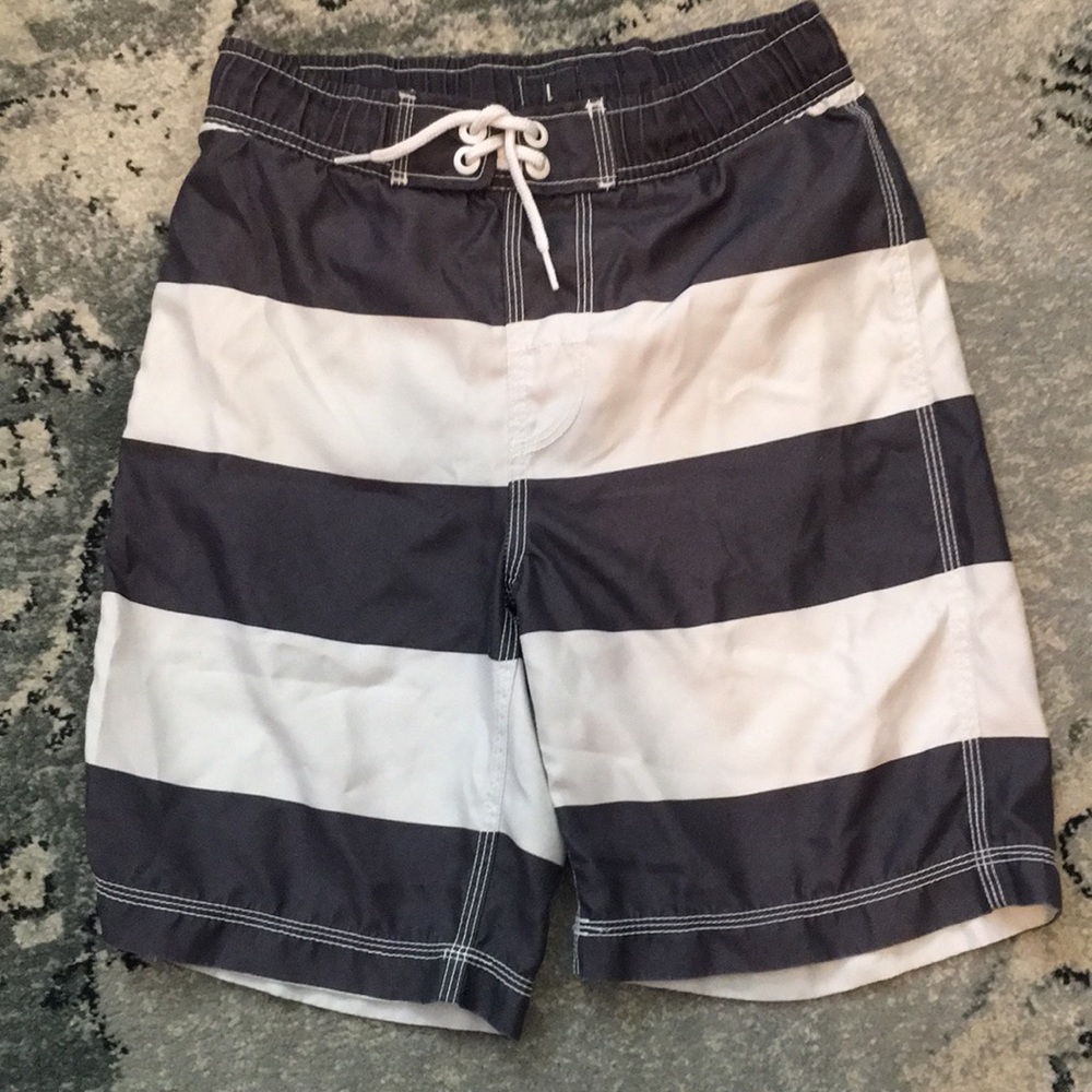 Gap kids boys swim trunks, white and grey